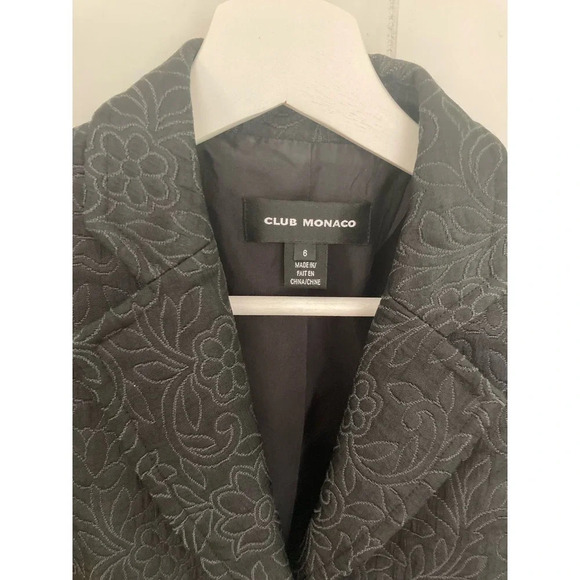 Club Monaco cropped Jacquard black blazer Sz 6 - Picture 4 of 13